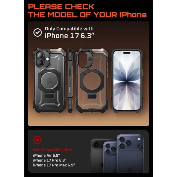 Supcase UB Grip hoesje geschikt voor iPhone 17 met MagSafe - Zwart Transparant - Afbeelding 4