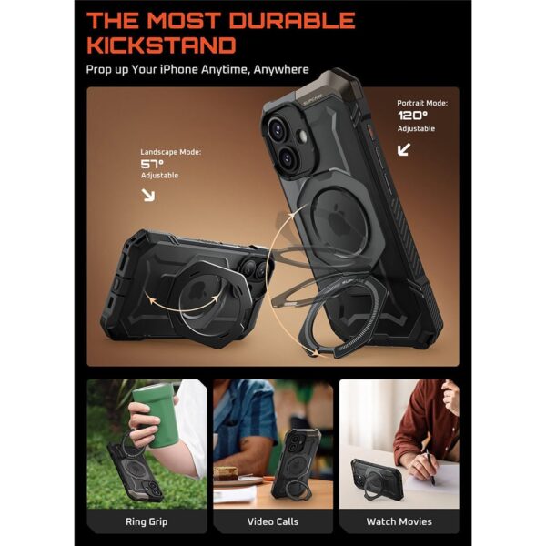 Supcase UB Grip hoesje geschikt voor iPhone 17 met MagSafe - Zwart Transparant - Afbeelding 6