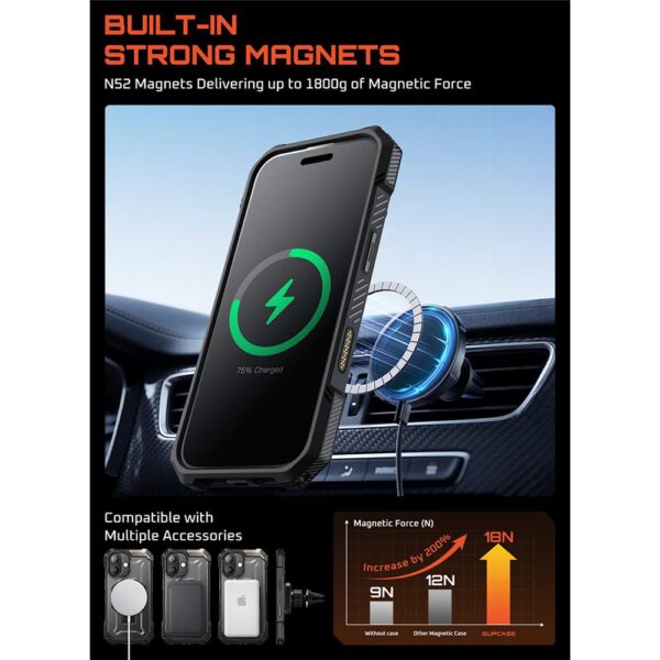 Supcase UB Grip hoesje geschikt voor iPhone 17 met MagSafe - Zwart Transparant - Afbeelding 8