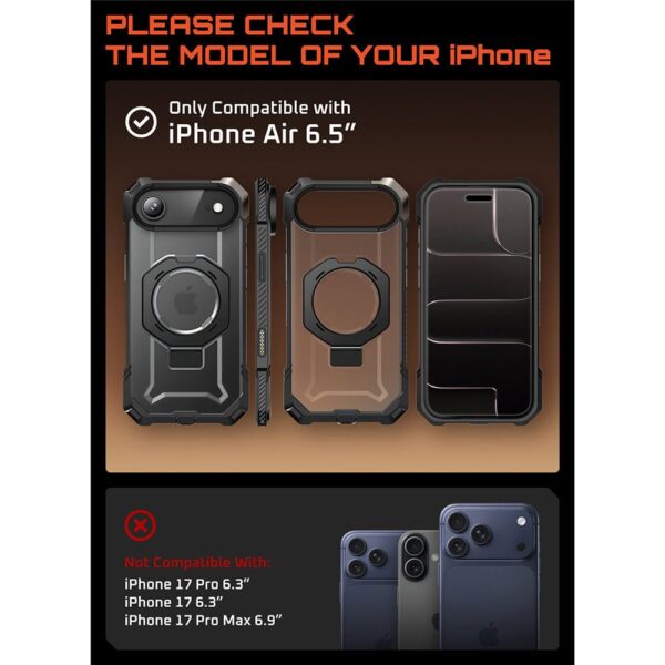 Supcase UB Grip case suitable for iPhone Air with MagSafe - Black Transparent - Image 4