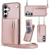 Solidenz Fashion Wallet case with cord Samsung Galaxy S25 FE – Rose Gold