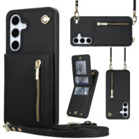 Solidenz Fashion Wallet case with lanyard Samsung Galaxy S25 FE – Black