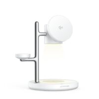 Joyroom 4-in-1 Qi2 draadloze oplader met nachtlamp (15W) voor telefoon, smartwatch en oordopjes – Wit