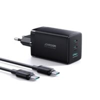 Joyroom GaN snellader 65W met 2x USB-C en USB-A inclusief 100W USB-C naar USB-C kabel 1,2m – Zwart