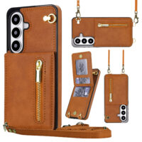 Solidenz Fashion Portemonnee hoesje met koord Samsung Galaxy S26 – Bruin