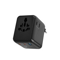 WiWU 25W universele oplader – Vijfpoorts oplader – Geschikt voor EU/US/UK/AU – Aramid Zwart