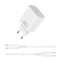 WiWU 45W snellader – USB-C oplader inclusief USB-C Kabel – Wit