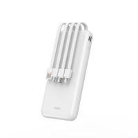 WiWU Powerbank 10000mAh 4-in-1 kabel Type-C,  Micro-USB, USB-A  en Lightning  – Snelladen – Wit