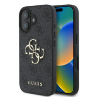 Guess Metal Logo iPhone 16 case – Gray