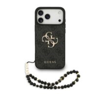 Guess 4G Metal Logo iPhone 17 Pro Max Case – With Wrist Strap – Black
