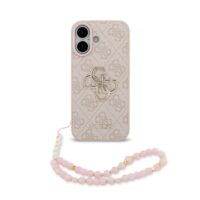 Guess 4G Metal Logo iPhone 17 case – With Wrist Strap – Pink