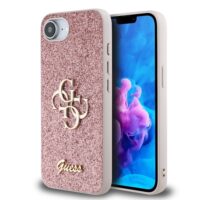 Guess Glitter 4G Metal Logo iPhone 16th case – Pink