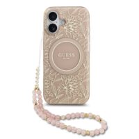 Guess IML Flowers Allover iPhone 17 case – With MagSafe and Cord – Pink