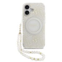 Guess IML Flowers Allover iPhone 17 case – With MagSafe and Cord – White