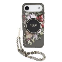 Guess IML Flowers iPhone Air case – With MagSafe and Cord – Black
