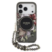 Guess IML Flowers iPhone 17 Pro Case – With MagSafe and Cord – Black