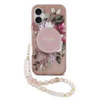 Guess IML Flowers iPhone 17 case – With MagSafe and Cord – Pink