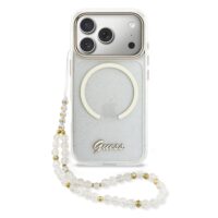 Guess IML Glitter Script Strap MagSafe Case iPhone 17 Pro Max – Transparent