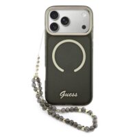 Guess IML Glitter Script Strap MagSafe Case iPhone 17 Pro Max – Black