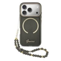 Guess IML Glitter Script Strap MagSafe Case iPhone 17 Pro – Black