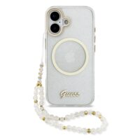 Guess IML Glitter Script Strap MagSafe Case iPhone 17 – Transparent
