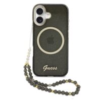 Guess IML Glitter Script Strap MagSafe Case iPhone 17 – Black