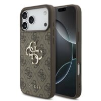 Guess PU 4G Metal Logo Hoesje iPhone 17 Pro Max – Bruin
