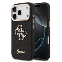 Guess PU Fixed Glitter 4G Metal Frame Case iPhone 17 Pro – Black