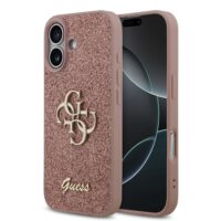 Guess PU Glitter 4G Metal Logo iPhone 17 Case – Pink