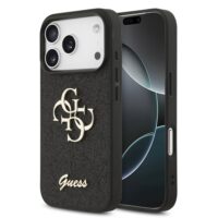 Guess PU Glitter 4G Metal Logo iPhone 17 Pro Case – Black