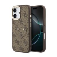 Guess PU Leather 4G Gold Frame MagSafe Hoesje iPhone 17 – Bruin