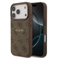 Guess PU Leather 4G MagSafe Hoesje iPhone 17 Pro – Bruin