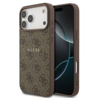 Guess PU Leather 4G MagSafe Hoesje iPhone 17 Pro Max – Bruin