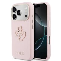 Guess PU Resin Logo Case iPhone 17 Pro Max – Pink