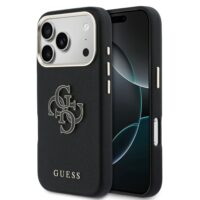 Guess PU Resin Logo Case iPhone 17 Pro Max – Black