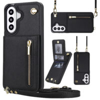 Solidenz Fashion Portemonnee hoesje met koord Samsung Galaxy A37 – Zwart