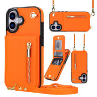 Solidenz Fashion Wallet case with cord iPhone 17 – Orange