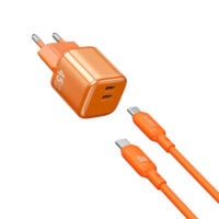 WiWU Cube 45W Dual USB-C PD Snellader Combo – Oranje