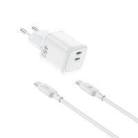 WiWU Cube 45W Dual USB-C PD Snellader Combo – Wit