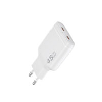 WiWU Essen Slim 45W Ultra-Compacte GaN Oplader Dual USB-C – Wit