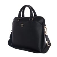 Guess PU Grained Triangle Logo Laptop Bag for 15- and 16-inch Laptops – Black