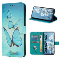 Solidenz Bookcase for Samsung Galaxy A37 – Butterflies (light blue) – 3 pieces