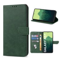 Solidenz Bookcase Case for Samsung Galaxy A57 – Green (3 card slots, magnetic, kickstand)