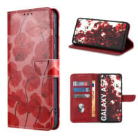 Solidenz Bookcase Case for Samsung Galaxy A57 – Red (Romantic Poppy), 3 card slots, magnetic
