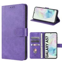 Solidenz Bookcase Case for Samsung Galaxy A57 – Purple | 3 card slots, magnetic closure & kickstand