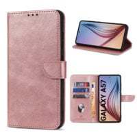Solidenz Bookcase Case for Samsung Galaxy A57 – Rose Gold | 3 card slots, magnetic closure, wireless charging compatible