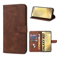 Solidenz Bookcase Case for Samsung Galaxy A57 – Brown, 3 card slots & kickstand