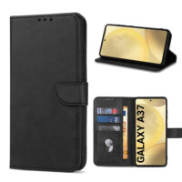 Solidenz Bookcase Samsung Galaxy A37 – Phone Case with 3 Card Slots and Stand, Black