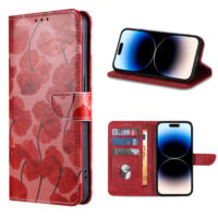Solidenz Bookcase Case for iPhone 15 – Romantic Poppy (Red) – 3 card slots, magnetic