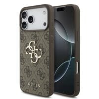 Guess PU 4G Metal Logo Case for iPhone 18 Pro / 17 Pro – Brown